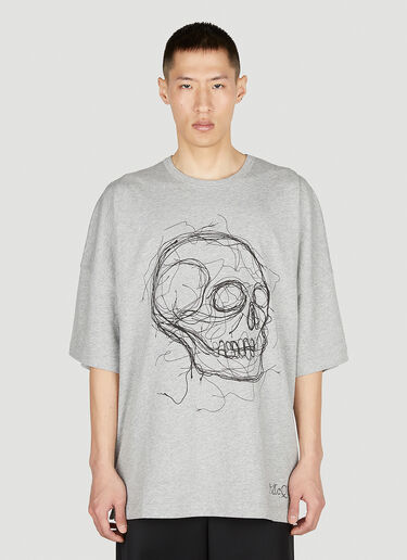 Alexander McQueen 스크리블 스컬 티셔츠 그레이 amq0152011