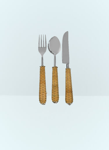 Les-Ottomans Rattan Cutlery Set Beige wps0691549