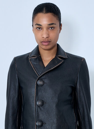 MM6 Maison Margiela Leather Button-Front Jacket Black mmm0264051