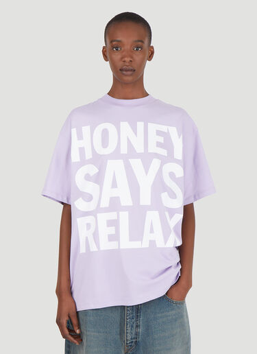 Honey Fucking Dijon 슬로건 티셔츠 퍼플 hdj0346005