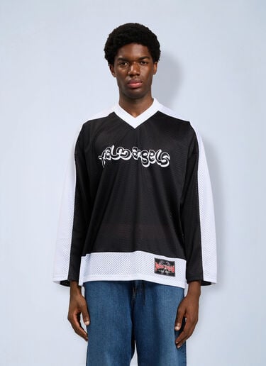 Palm Angels Thai Logo Mesh Loose Long-Sleeved T-Shirt Black pma0164165