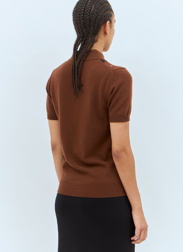 Wool Knit Polo Shirt Miu Miu Wool Knit Polo Shirt Brown miu0258004
