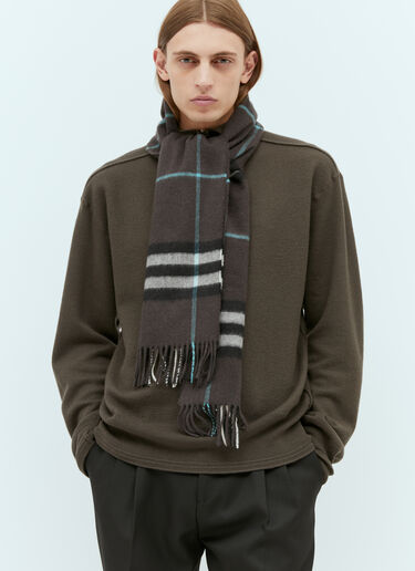 チェックカシミアマフラー Burberry チェックカシミアマフラー ダークブラウン bur0154026