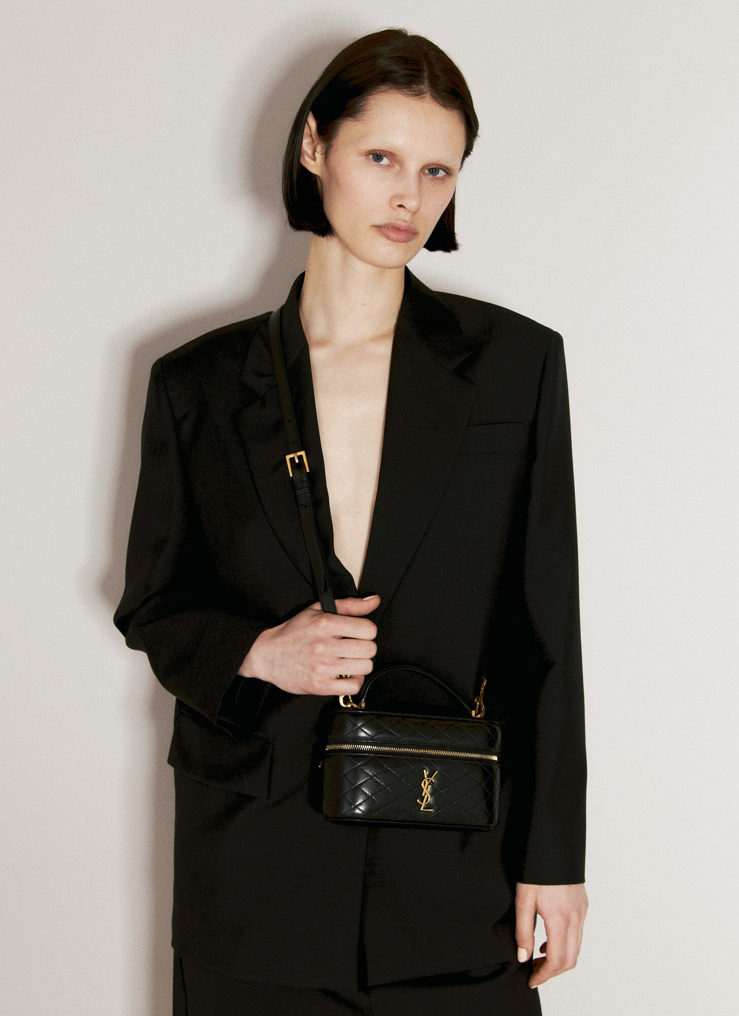 Shop Saint Laurent Gaby Vanity Shoulder Bag In Black