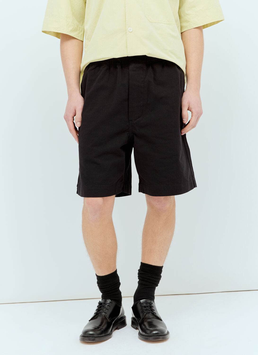Shop Mhl By Margaret Howell Pull-up Shorts In Black