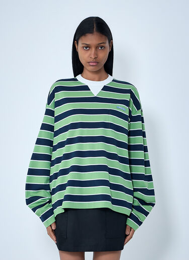 Prada Striped Long Sleeve Top Blue pra0264037