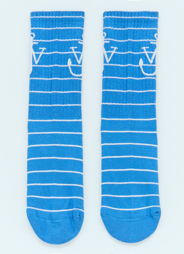 JW Anderson Striped Anchor Socks Blue jwa0156011