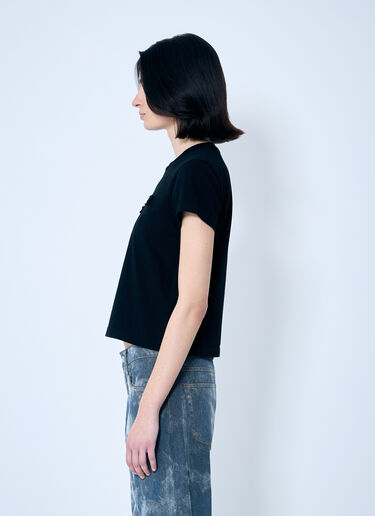 Alexander Wang Distressed Logo Shrunken T-Shirt Black awg0259004
