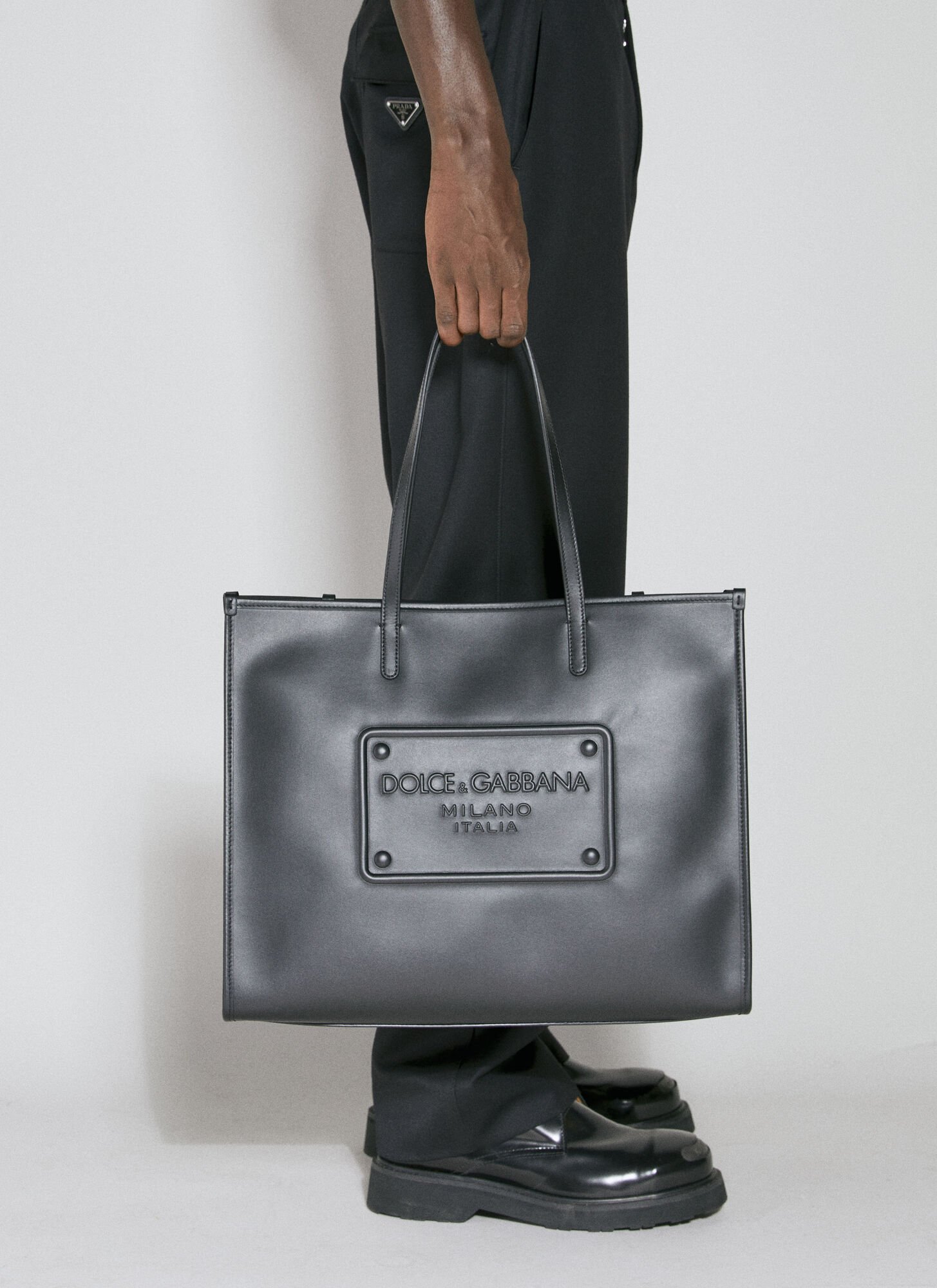 Shop Dolce & Gabbana Embossed Logo Tote Bag In Black