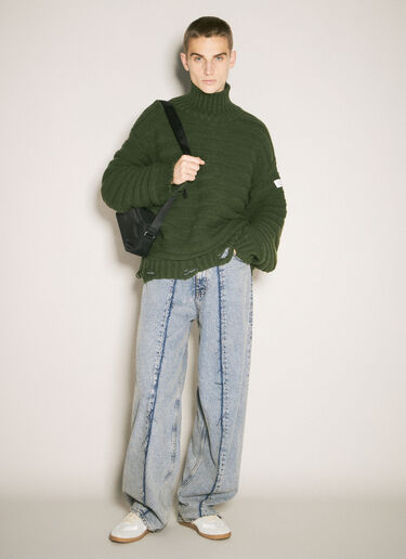 MM6 Maison Margiela Distressed Turtleneck Sweater Green mmm0157004