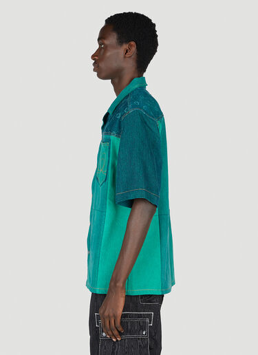 Marine Serre Panelled Denim Shirt Green mrs0152015