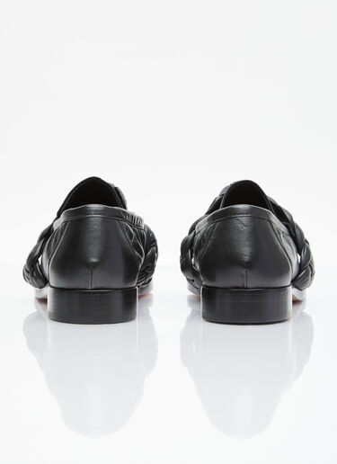 Knotted Leather Loafers Bottega Veneta Knotted Leather Loafers Black bov0255022