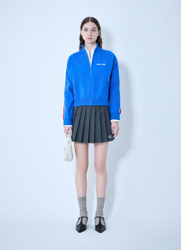 Miu Miu Technical Yarn Zipper Sweatshirt Blue miu0263015