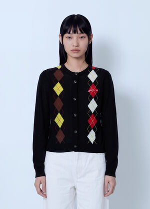 GANNI Light Cotton Argyle Cardigan Black gan0265020