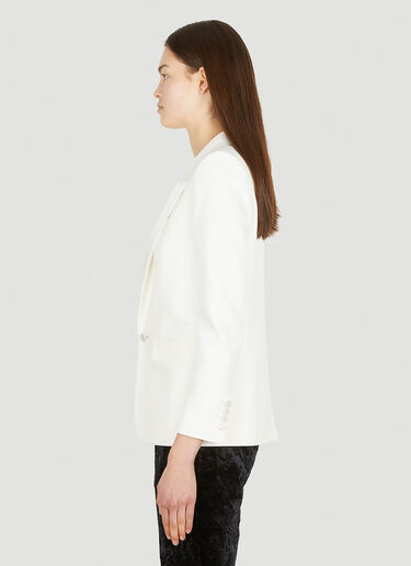 Saint Laurent Single Breasted Blazer White sla0251044