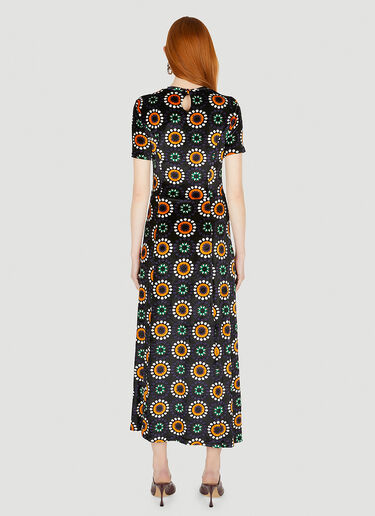 Rabanne Printed Gathered Mid Length Dress Red pac0248016