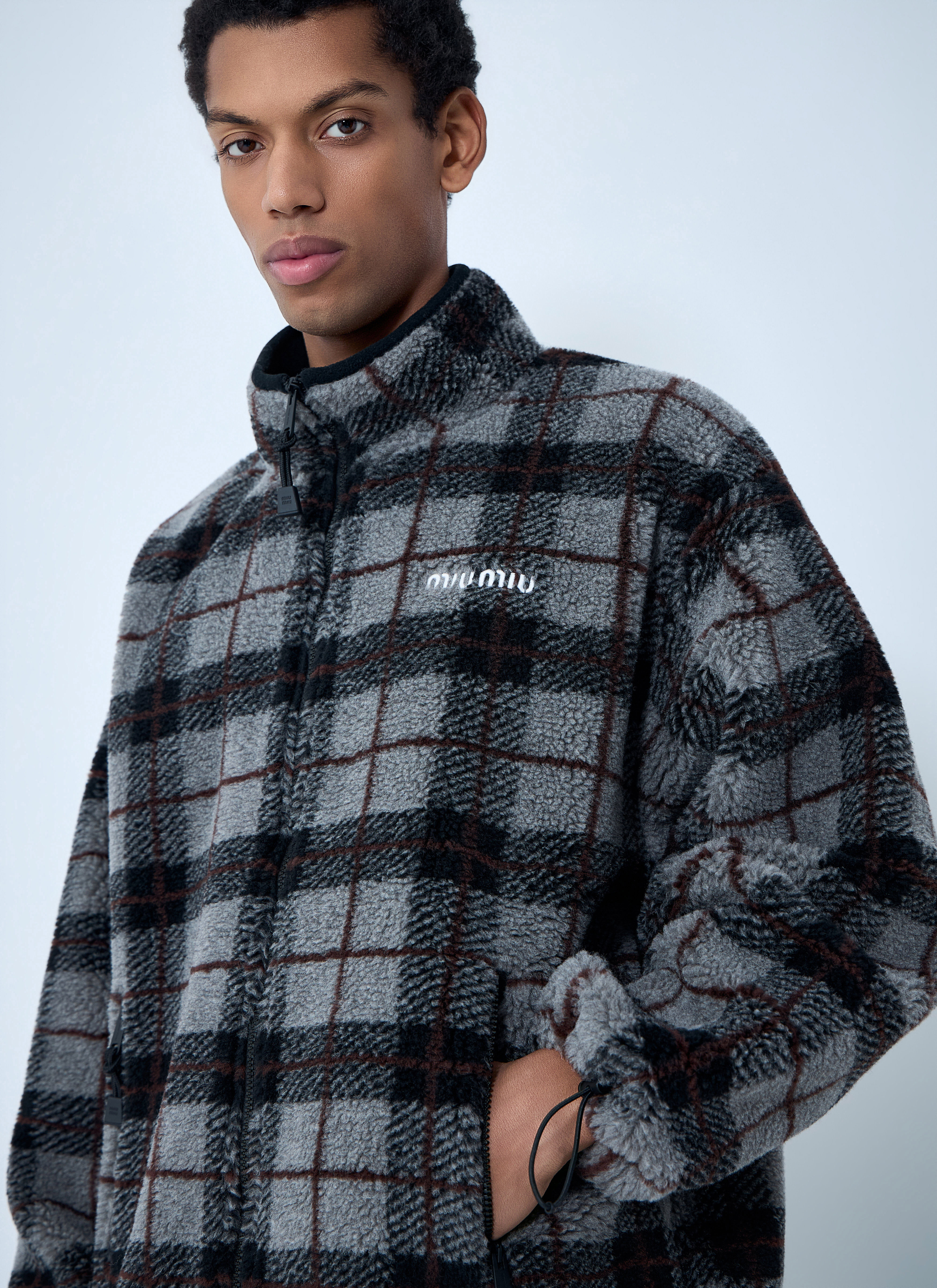 Miu Miu Women's' Checked Fleece Jacket in Black | LN-CC®