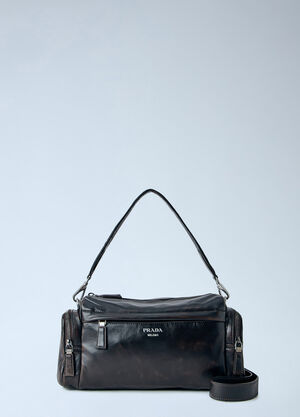 Prada Distressed Nappa Leather Shoulder Bag Brown pra0165004
