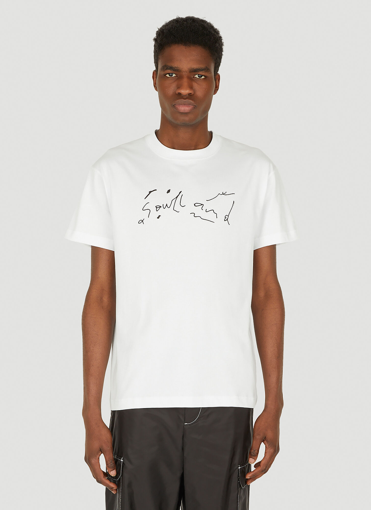 Soulland Scribble White Logo-print Cotton T-shirt