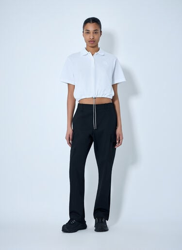 Moncler Cropped Drawstring Polo Shirt White mon0264023