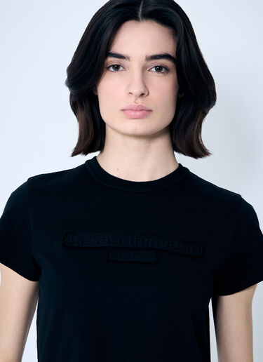 Alexander Wang Distressed Logo Shrunken T-Shirt Black awg0259004