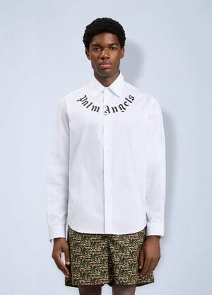 Palm Angels Neck Logo Shirt White pma0164148