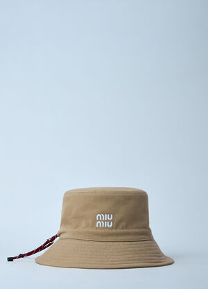 Miu Miu Logo Motif Bucket Hat Beige miu0260026