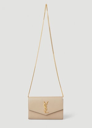 Saint Laurent Uptown Chain Shoulder Bag Beige sla0247122