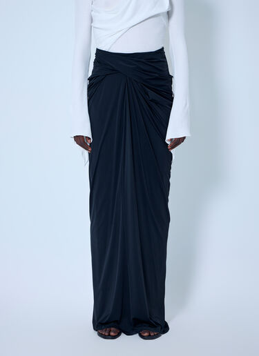 LN-CC® - Entire Studios: Interlock Ruched Draped Maxi Skirt - Black Entire Studios Interlock Ruched Draped Maxi Skirt Black ent0266029