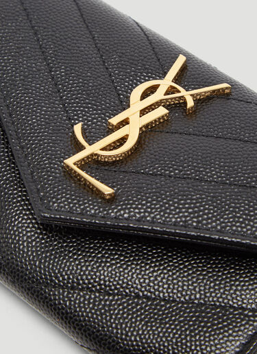 Saint Laurent Logo Plaque Envelope Wallet Black sla0233066