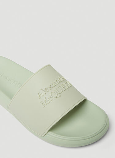 Alexander McQueen Pool Embossed Logo Slides Green amq0148015