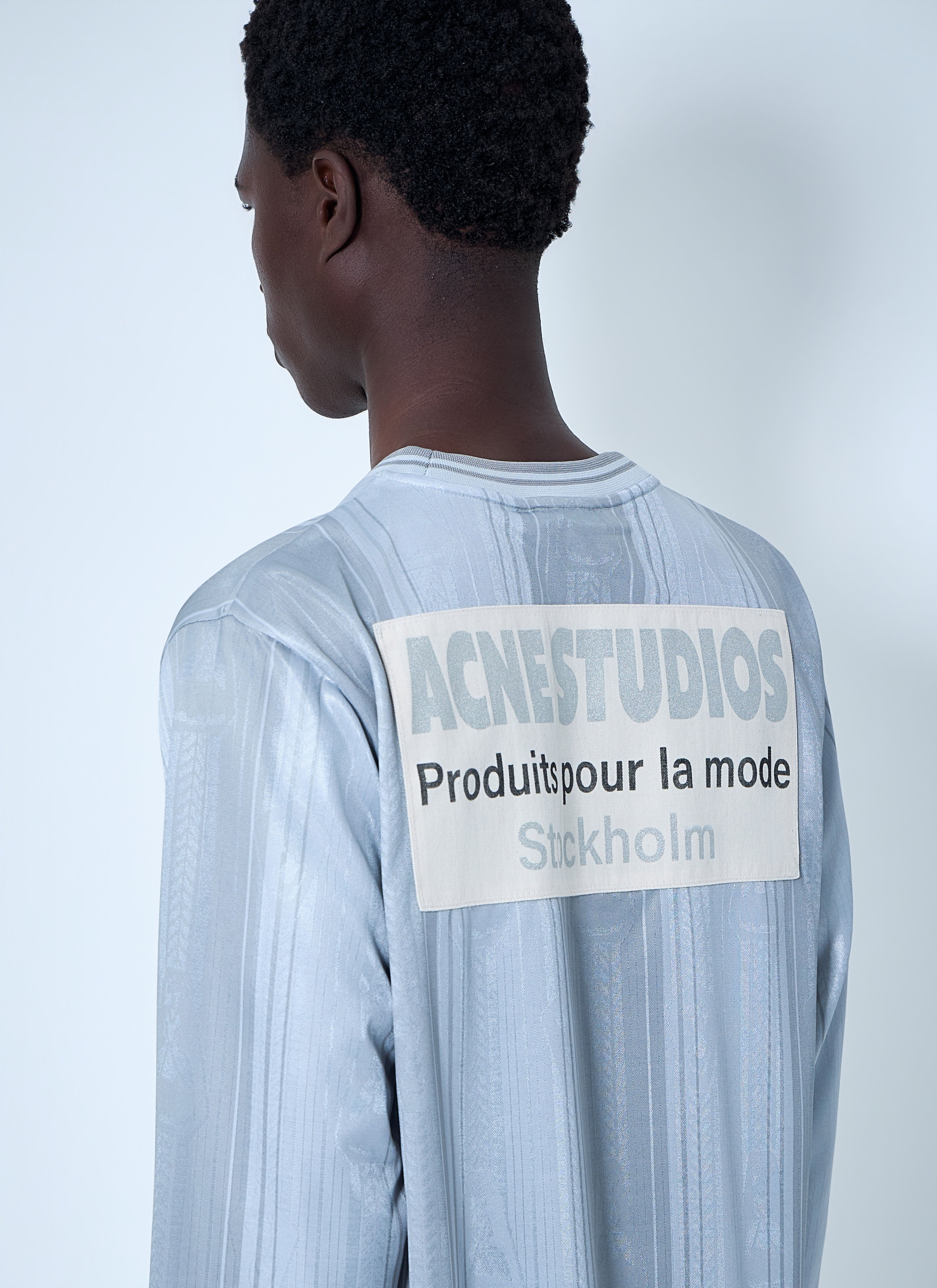 Acne Studios Men's' Embroidered Logo Long-Sleeve Shirt in Grey