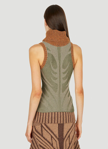 Paolina Russo Illusion Knit Sleeveless Sweater Khaki plr0250007