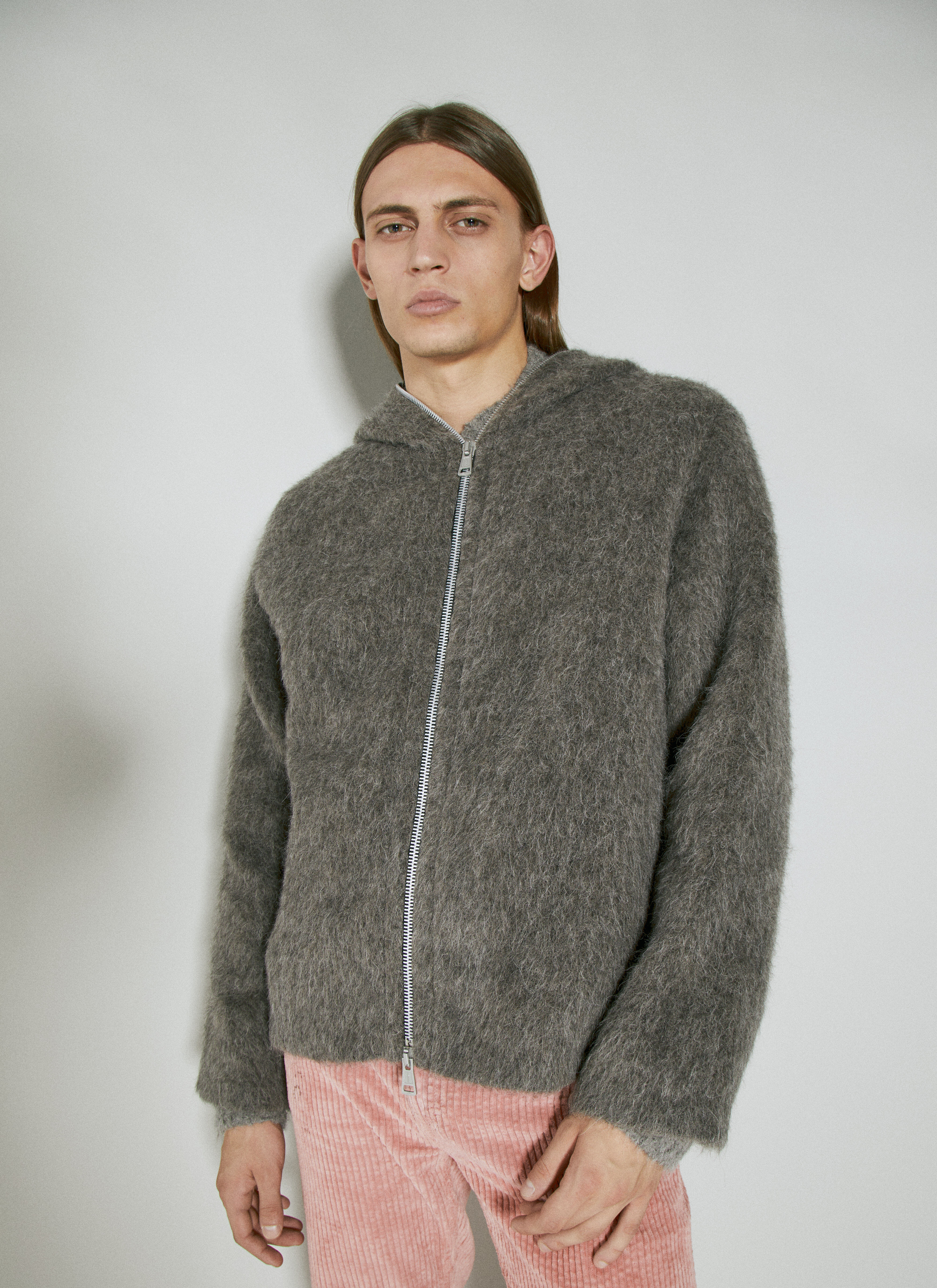 Our Legacy Men s Full Zip Hooded Cardigan in Grey LN CC