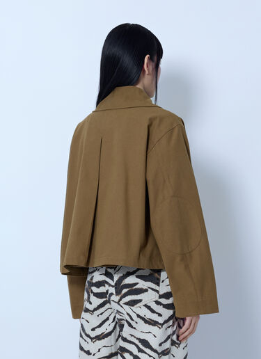 LN-CC® - GANNI: Workwear Canvas Short Barn Jacket - Brown GANNI Workwear Canvas Short Barn Jacket Brown gan0265017
