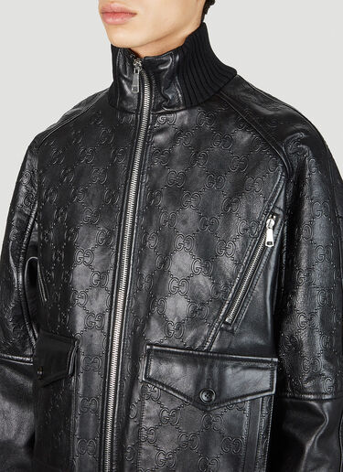 GG leather bomber jacket in black