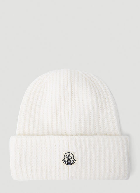 7 Moncler Fragment Logo Patch Beanie Hat Black mfr0154001