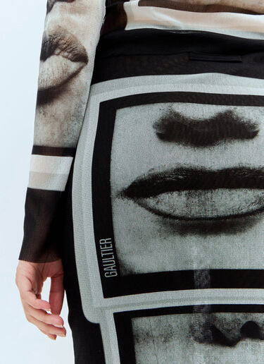 Jean Paul Gaultier Eyes and Lips Mesh Midi Skirt Black jpg0258008