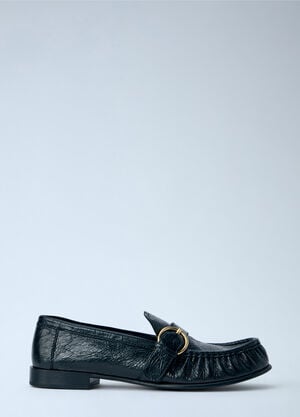 Miu Miu Leather Loafers with Buckle Detail Black miu0266047