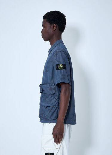 Stone Island Short-Sleeve Overshirt with Flap Pockets Blue sto0164039