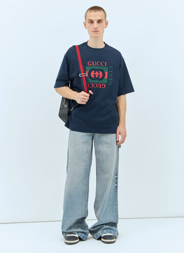 Gucci 로고 프린트 티셔츠 네이비 guc0157007