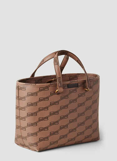Balenciaga Signature Monogram Shopper Tote Bag Brown bal0251077