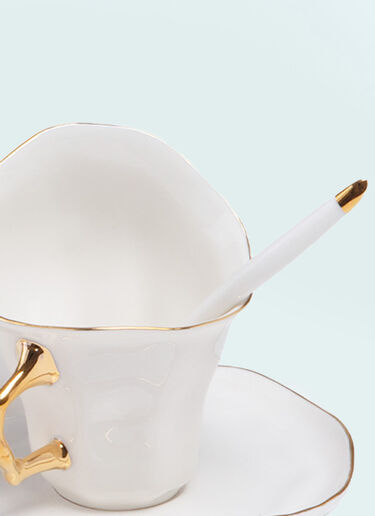 Seletti Meltdown Coffee Cup, Saucer And Spoon Set White wps0691650