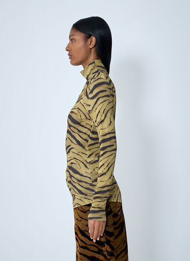 Printed Mesh Top GANNI Printed Mesh Top Khaki gan0262011