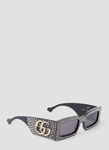 Gucci Crystal Embellished Rectangular Sunglasses Black gus0254010