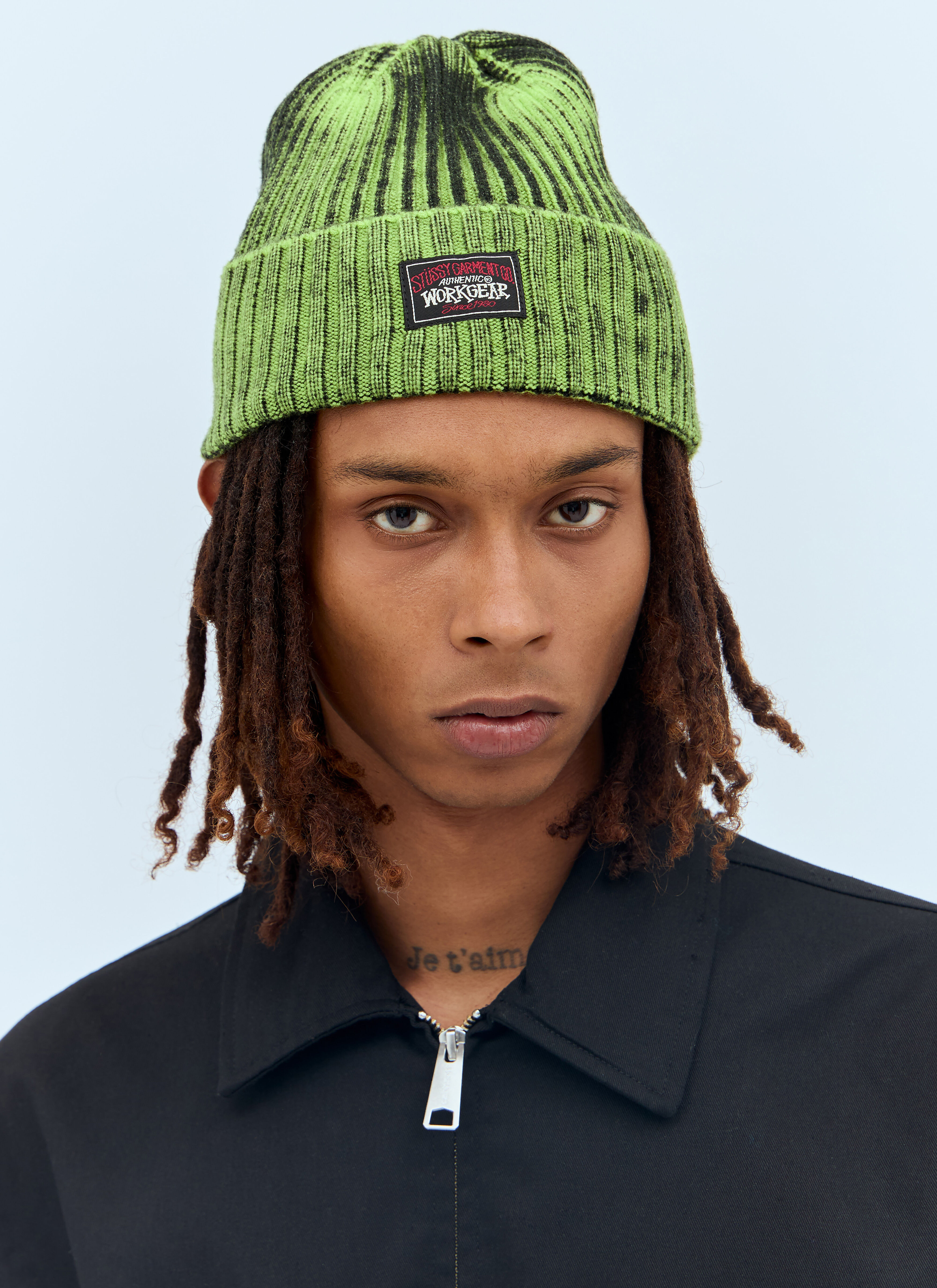 Stüssy Men's' Workgear Spray Cuff Beanie Hat in Green | LN-CC®