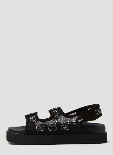 Gucci Crystal Jacquard Platform Sandals Black guc0250110