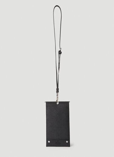Vivienne Westwood Orb Plaque Passport Holder Lanyard Black vvw0152042