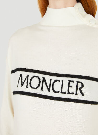 Moncler Logo Intarsia High Neck Sweater White mon0250032