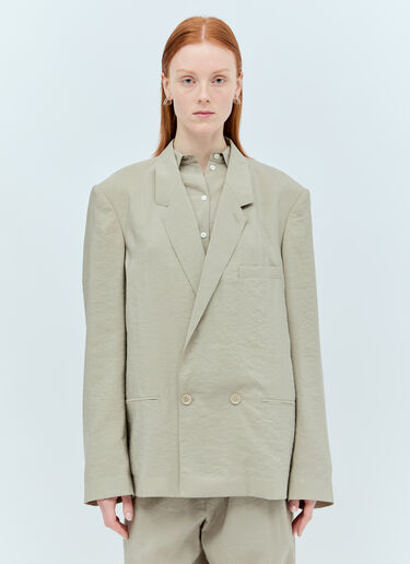 Lemaire Double-Breasted Workwear Jacket Beige lem0256002